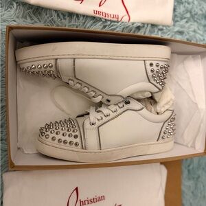 Christian Louboutin White Sneakers with Silver Spikes